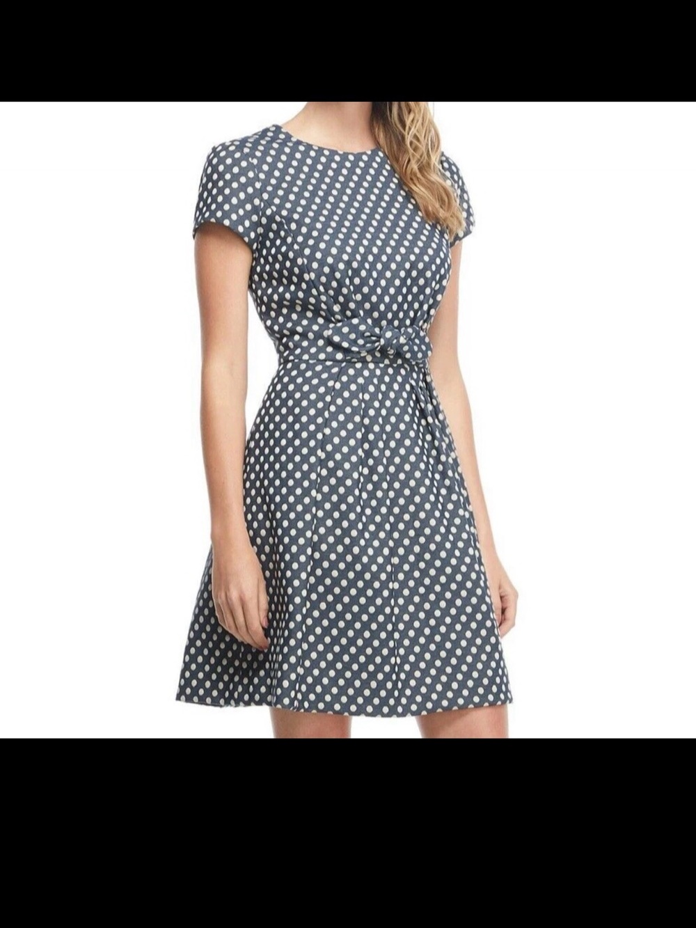 Gal Meets Glam Amy Fit & Flare Dress – Size 16 – Navy & White Polka Dot